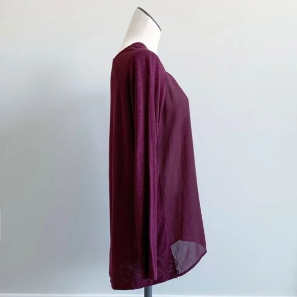 DOLAN T-Shirt M Mixed Media Raglan Sleeve Pocket Tee Round Neck Burgundy Maroon - Picture 6 of 9